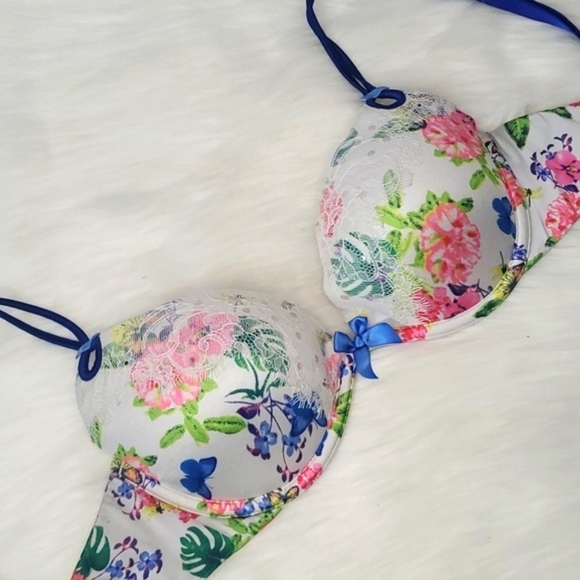 2012 Victoria's Secret Sexy Little Things Satin Floral Fairy Cottagecore Bra 34C - Picture 10 of 16